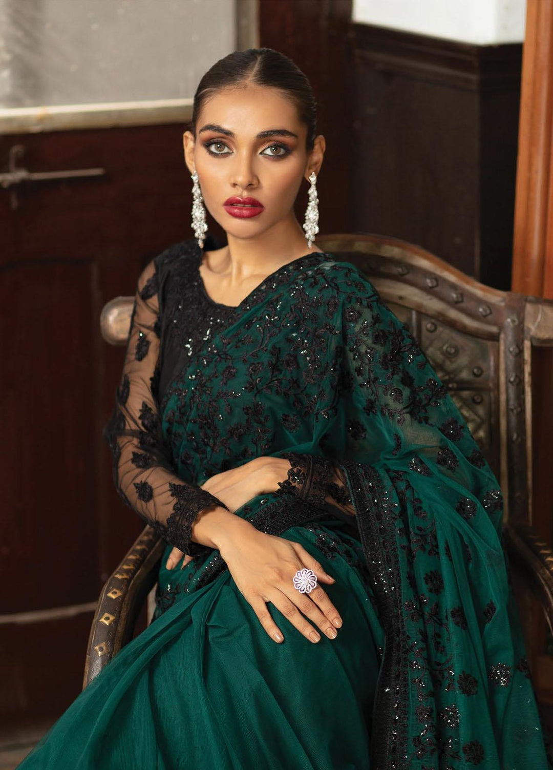 Zainab Chottani Embroidered Net  Unstitched Saree ZC21WF Harika 05 - Wedding Collection