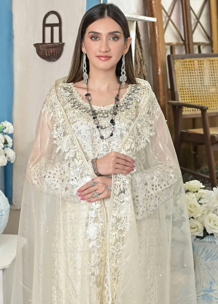 Luminous White By Zainab Fazlani Embroidered Chiffon Suits Unstitched 3 Piece ZFL22L Gul Afshan - Luxury Collection