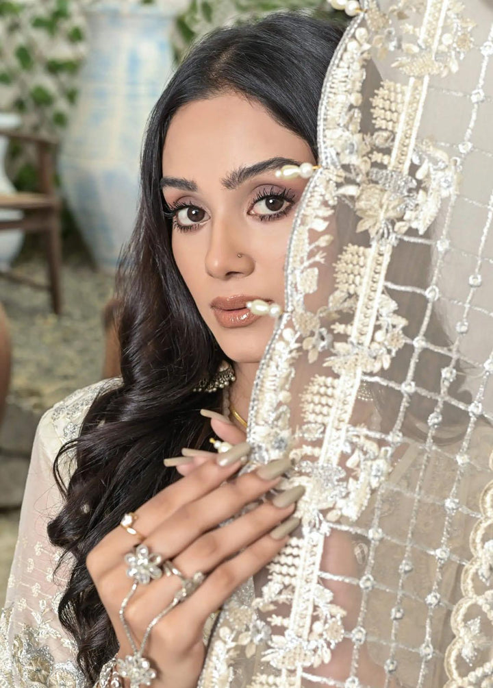 Luminous White By Zainab Fazlani Embroidered Chiffon Suits Unstitched 3 Piece ZFL22L Mehtab - Luxury Collection