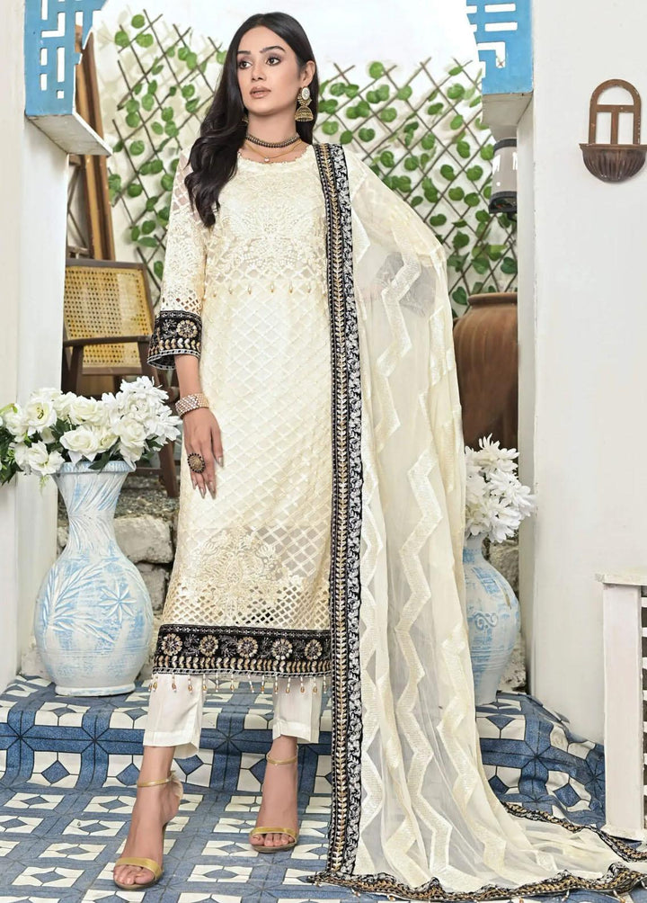 Luminous White By Zainab Fazlani Embroidered Chiffon Suits Unstitched 3 Piece ZFL22L Naghmana - Luxury Collection