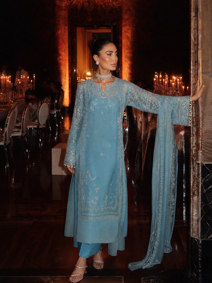 Check In by Zarizaa Embroidered Chiffon 3 Piece Suit ZZ26UCI DEW - Festive Collection