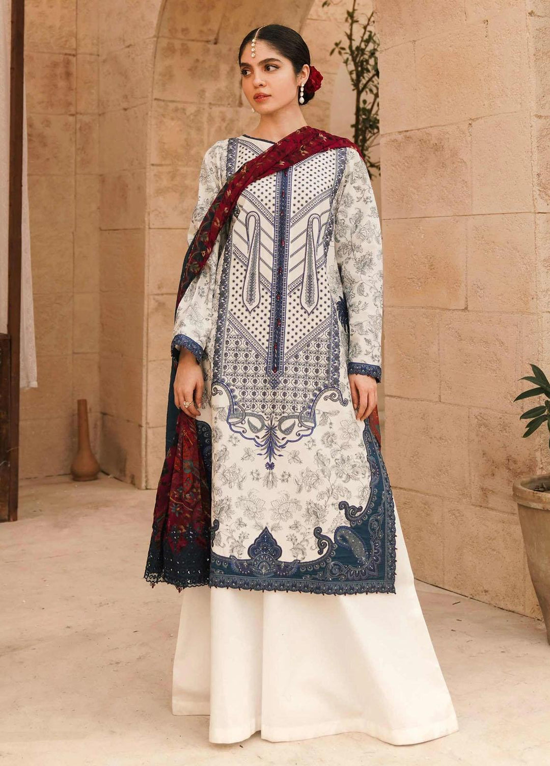 Zara Shahjahan Embroidered Lawn Suits Unstitched 3 Piece ZS22L MEER - Luxury Collection