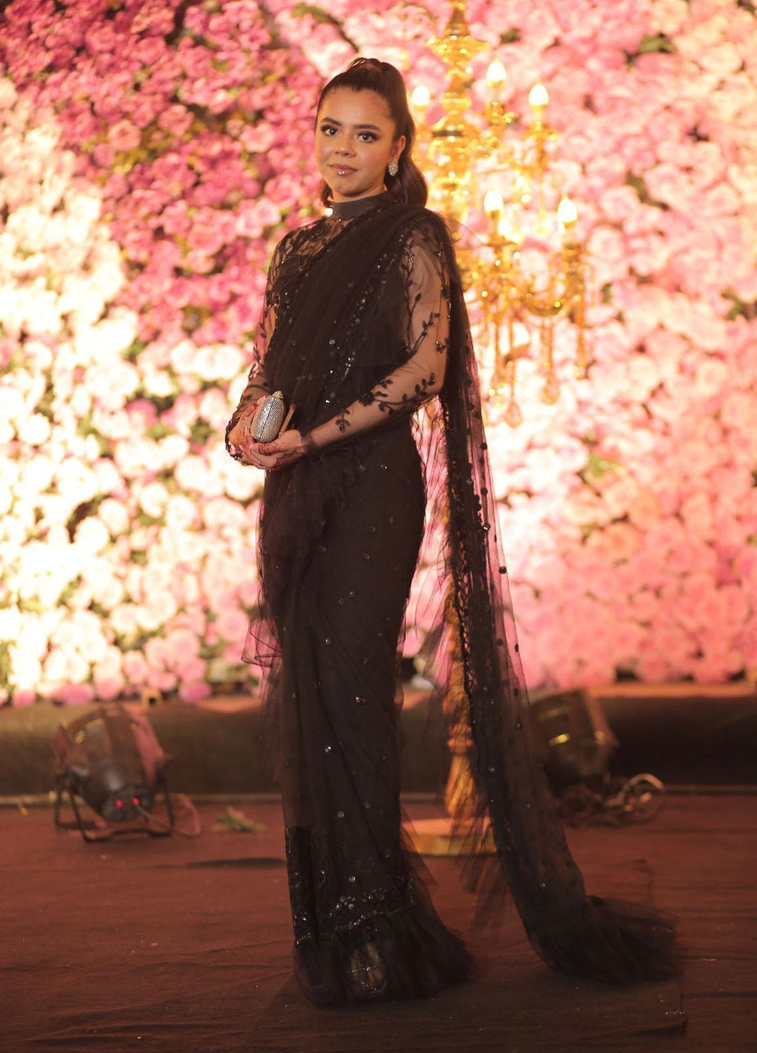 Zara Zubair Luxury Pret  Net Saree ZZ22SF Noir