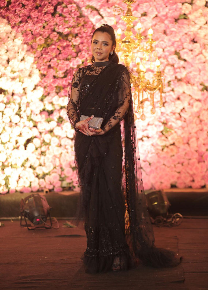 Zara Zubair Luxury Pret  Net Saree ZZ22SF Noir