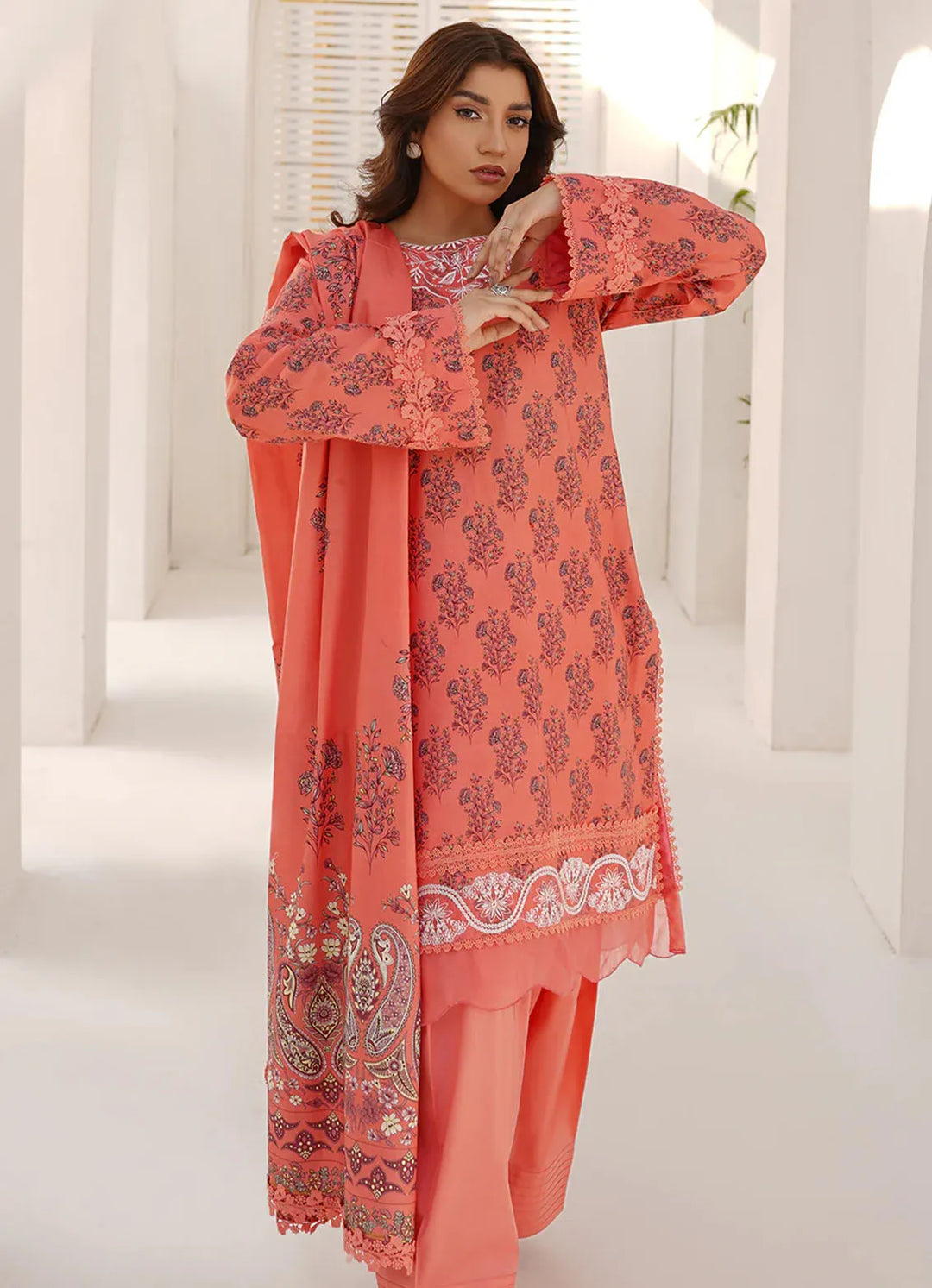 Zarafshaan by Annara Begum Embroidered Lawn Suit Unstitched 3 Piece AB24Z Qurat-ul-ain - Summer Collection