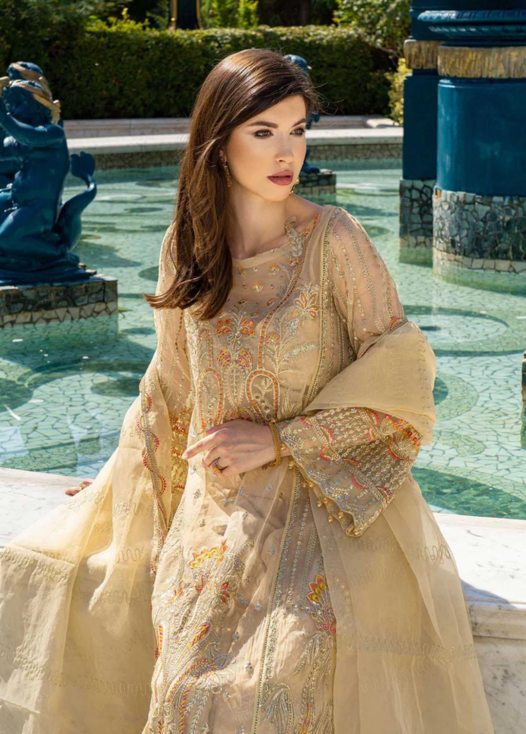 Royal Rouge By Shamrock Premium Embroidered Organza Suits Unstitched 3 Piece ZARDOSI - Luxury Collection
