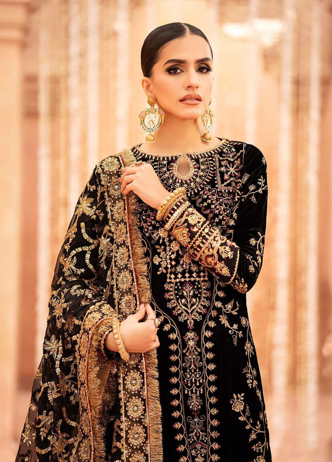 Zardozi By AIK Atelier Embroidered Velvet Suits Unstitched 3 Piece AIK23Z Look 02 - Premium Collection