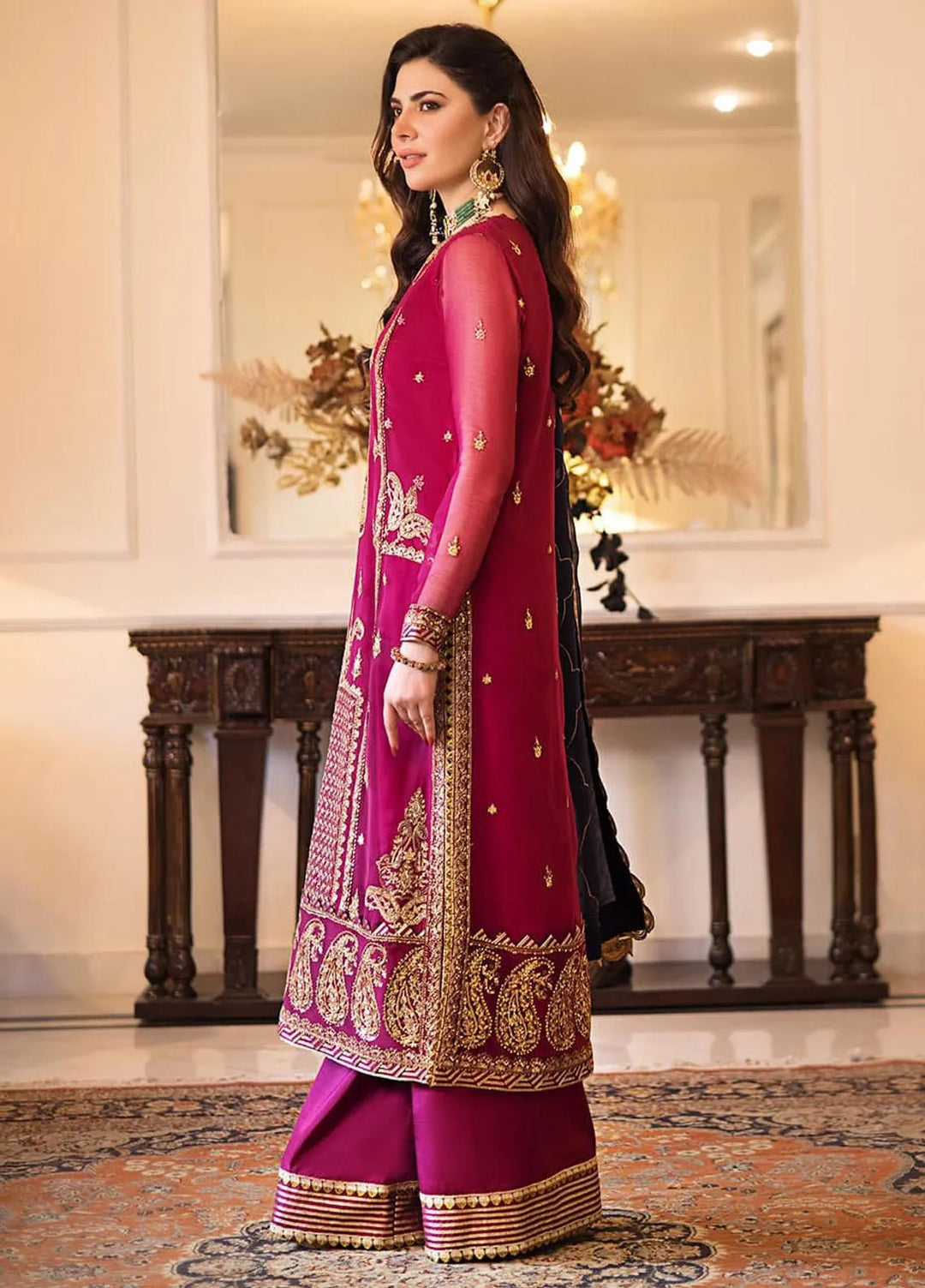 Zari Sitara By Asim Jofa Embroidered Chiffon Unstitched Suit 2 Piece AJ23ZS AJZS-16 - Luxury Eid Collection