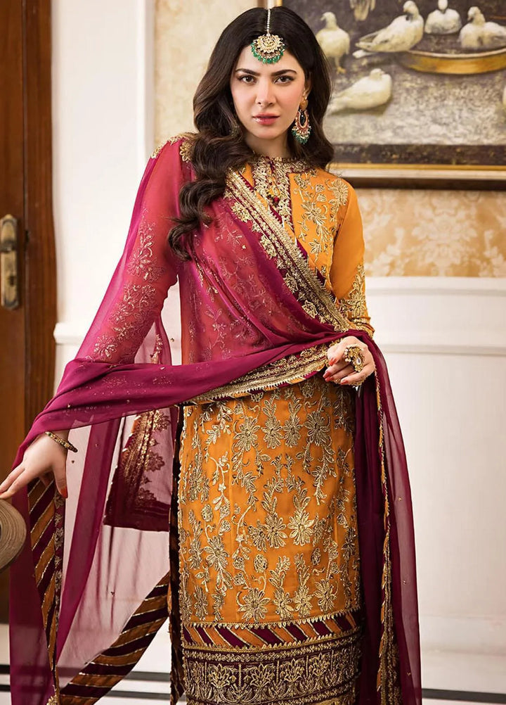 Zari Sitara By Asim Jofa Embroidered Chiffon Unstitched Suit 3 Piece AJ23ZS AJZS-30 - Luxury Eid Collection