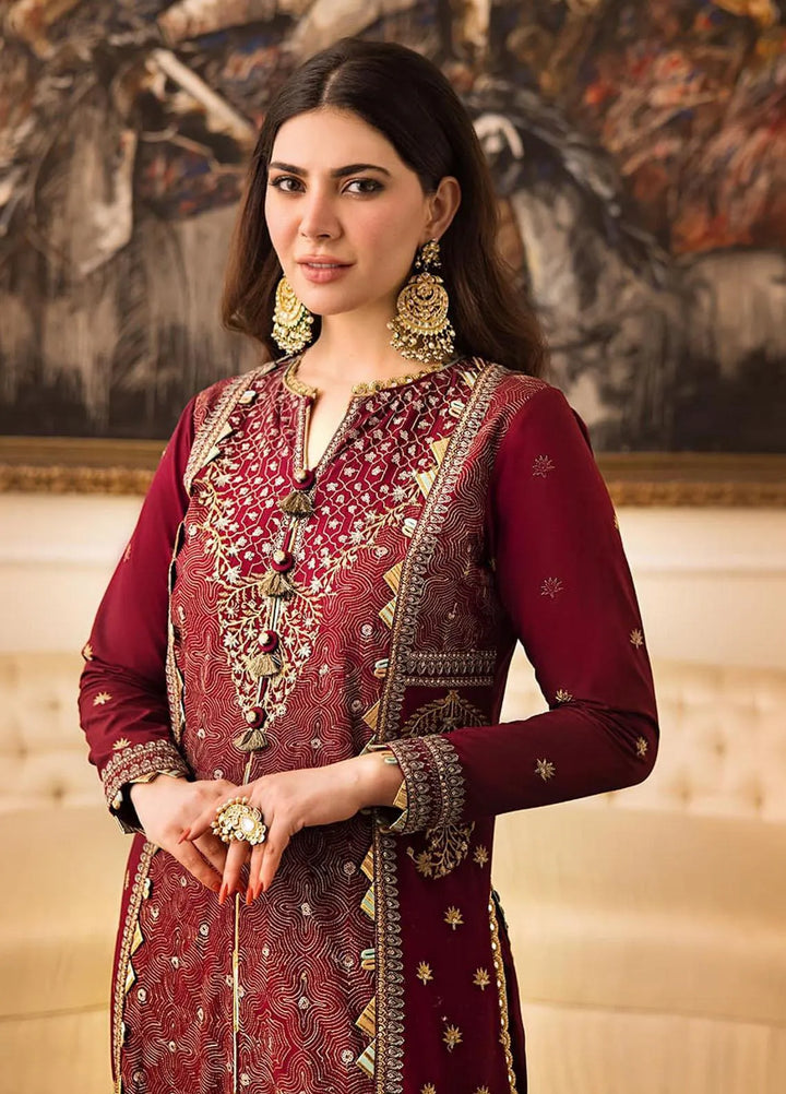 Zari Sitara By Asim Jofa Embroidered Cotton Unstitched Suit 2 Piece AJ23ZS AJZS-10 - Luxury Eid Collection