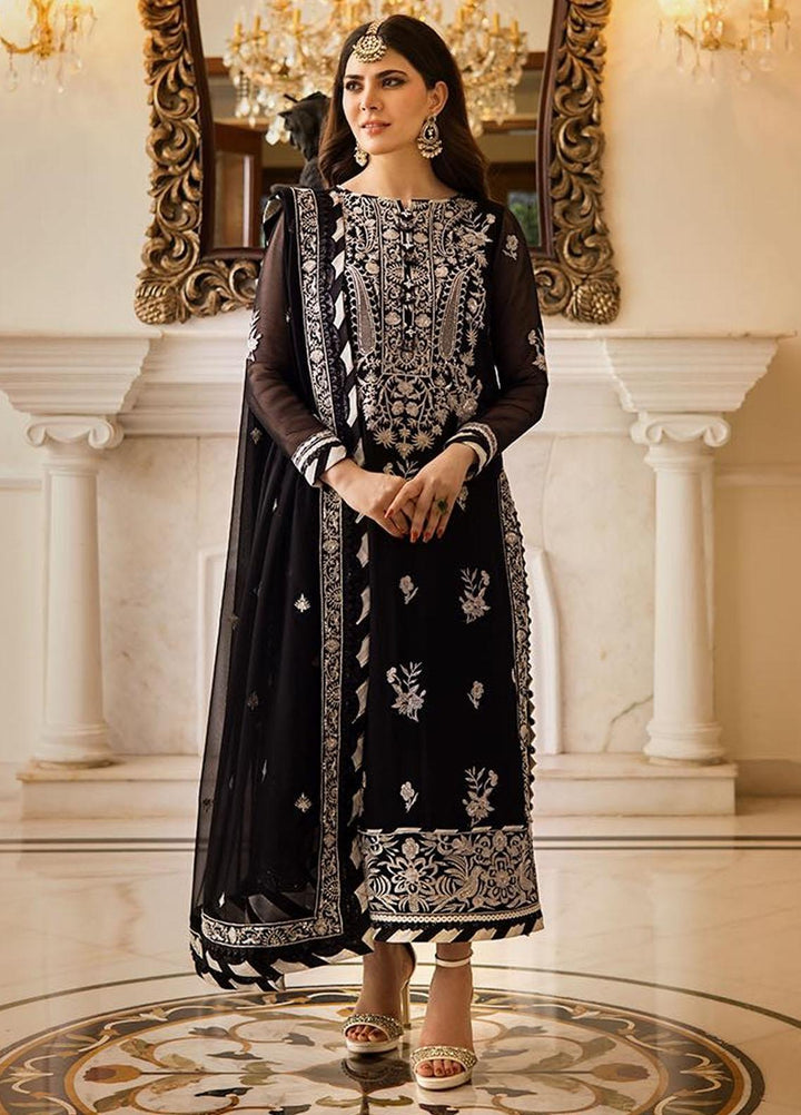 Zari Sitara By Asim Jofa Embroidered Chiffon Suits Unstitched 3 Piece AJ23ZS AJZS-02 - Luxury Eid Collection