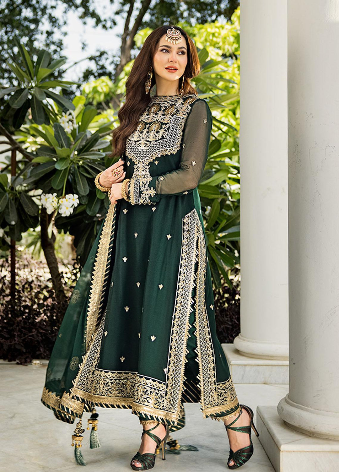Zari Sitara By Asim Jofa Embroidered Chiffon Suits Unstitched 3 Piece AJ23ZS AJZS-04 - Luxury Eid Collection