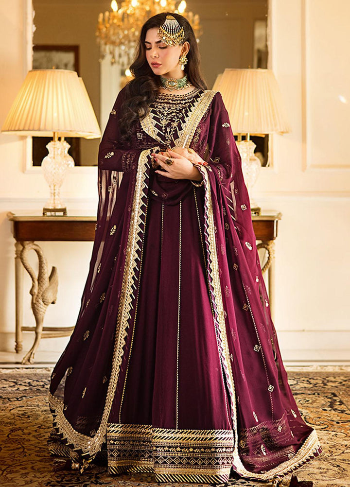 Zari Sitara By Asim Jofa Embroidered Chiffon Suits Unstitched 2 Piece AJ23ZS AJZS-05 - Luxury Eid Collection
