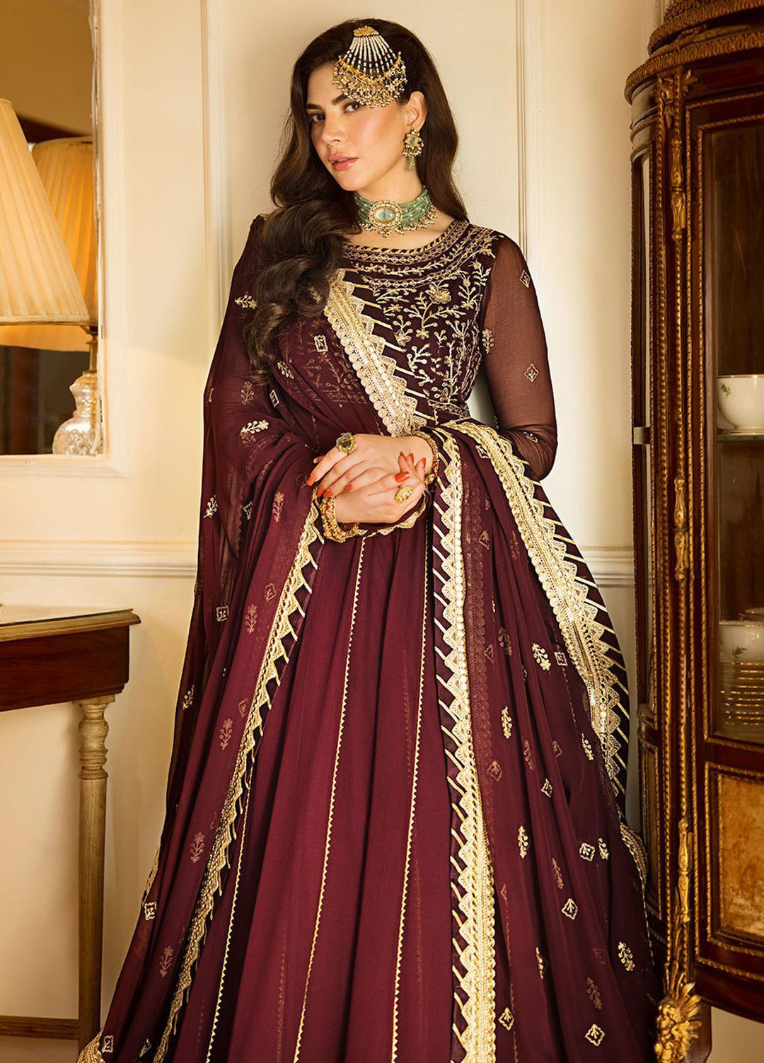 Zari Sitara By Asim Jofa Embroidered Chiffon Suits Unstitched 2 Piece AJ23ZS AJZS-05 - Luxury Eid Collection