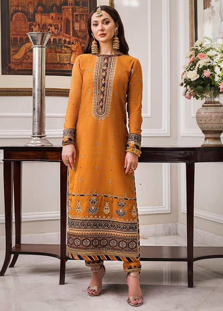 Zari Sitara By Asim Jofa Embroidered Cotton Suits Unstitched 2 Piece AJ23ZS AJZS-11 - Luxury Eid Collection