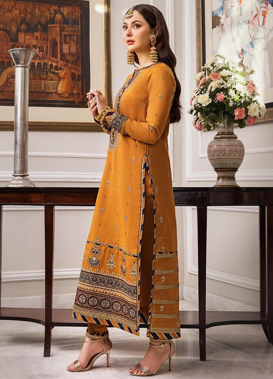 Zari Sitara By Asim Jofa Embroidered Cotton Suits Unstitched 2 Piece AJ23ZS AJZS-11 - Luxury Eid Collection