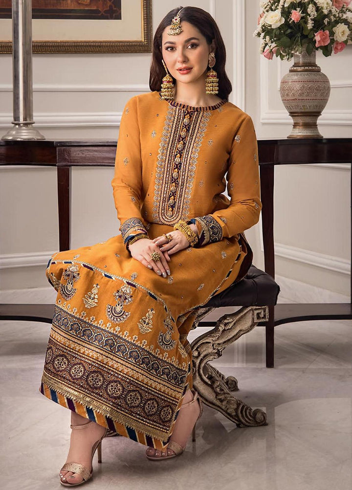 Zari Sitara By Asim Jofa Embroidered Cotton Suits Unstitched 2 Piece AJ23ZS AJZS-11 - Luxury Eid Collection