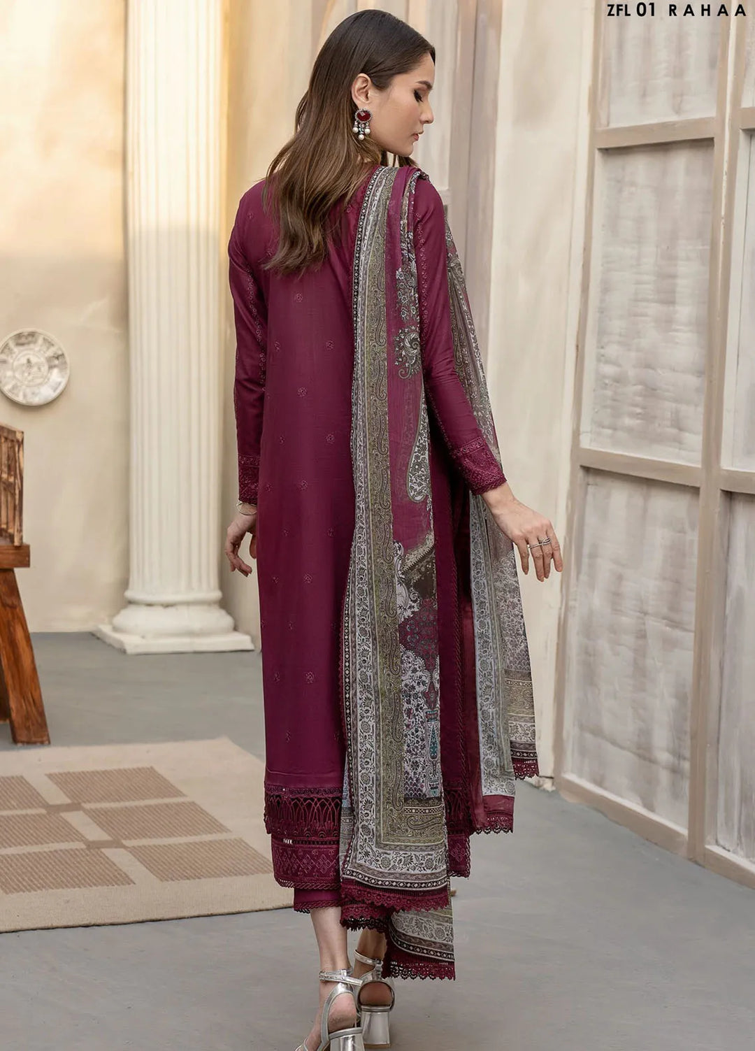 Zarif Chikankari Lawn Suit Unstitched 3 Piece ZF24F ZFL-01 Rahaa - Summer Collection