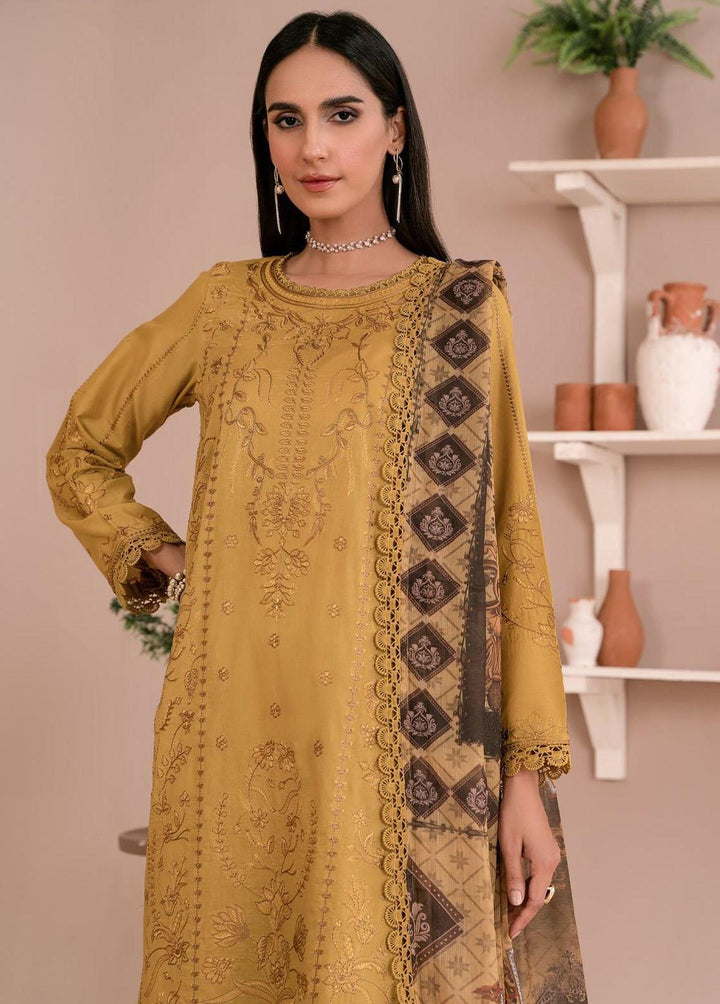Zarif Embroidered Lawn Suits Unstitched 3 Piece ZF23EA ZEA-03 Honey - Eid Collection