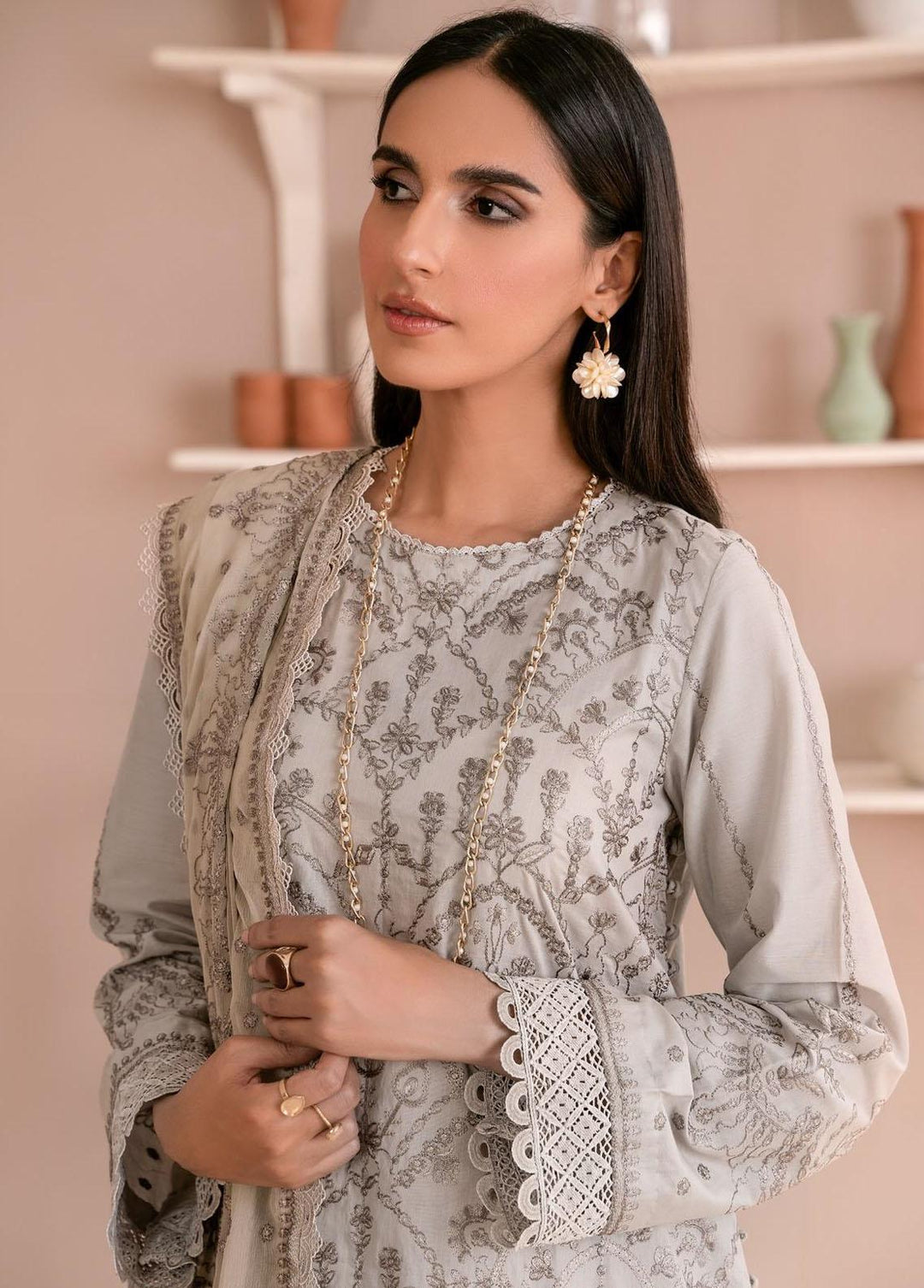 Zarif Embroidered Lawn Suits Unstitched 3 Piece ZF23EA ZEA-05 Haze - Eid Collection