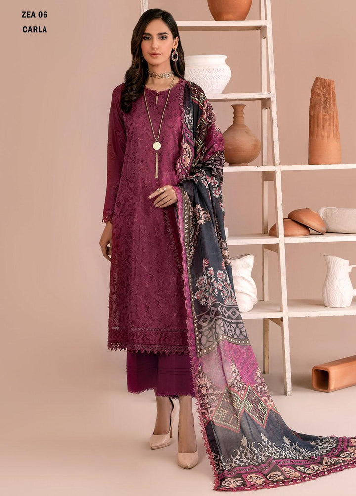 Zarif Embroidered Lawn Suits Unstitched 3 Piece ZF23EA ZEA-06 Carla - Eid Collection