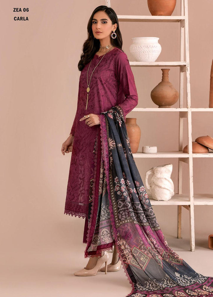 Zarif Embroidered Lawn Suits Unstitched 3 Piece ZF23EA ZEA-06 Carla - Eid Collection