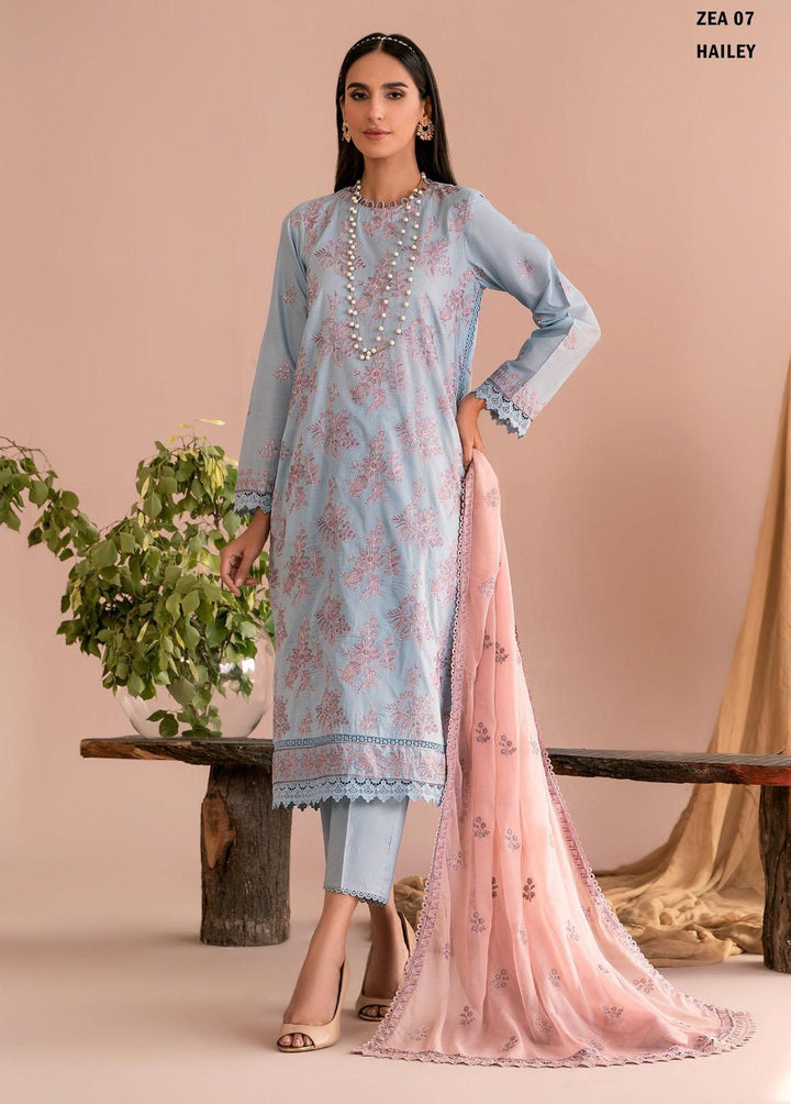 Zarif Embroidered Lawn Suits Unstitched 3 Piece ZF23EA ZEA-07 Hailey - Eid Collection