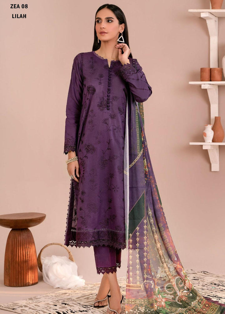 Zarif Embroidered Lawn Suits Unstitched 3 Piece ZF23EA ZEA-08 Lilah - Eid Collection