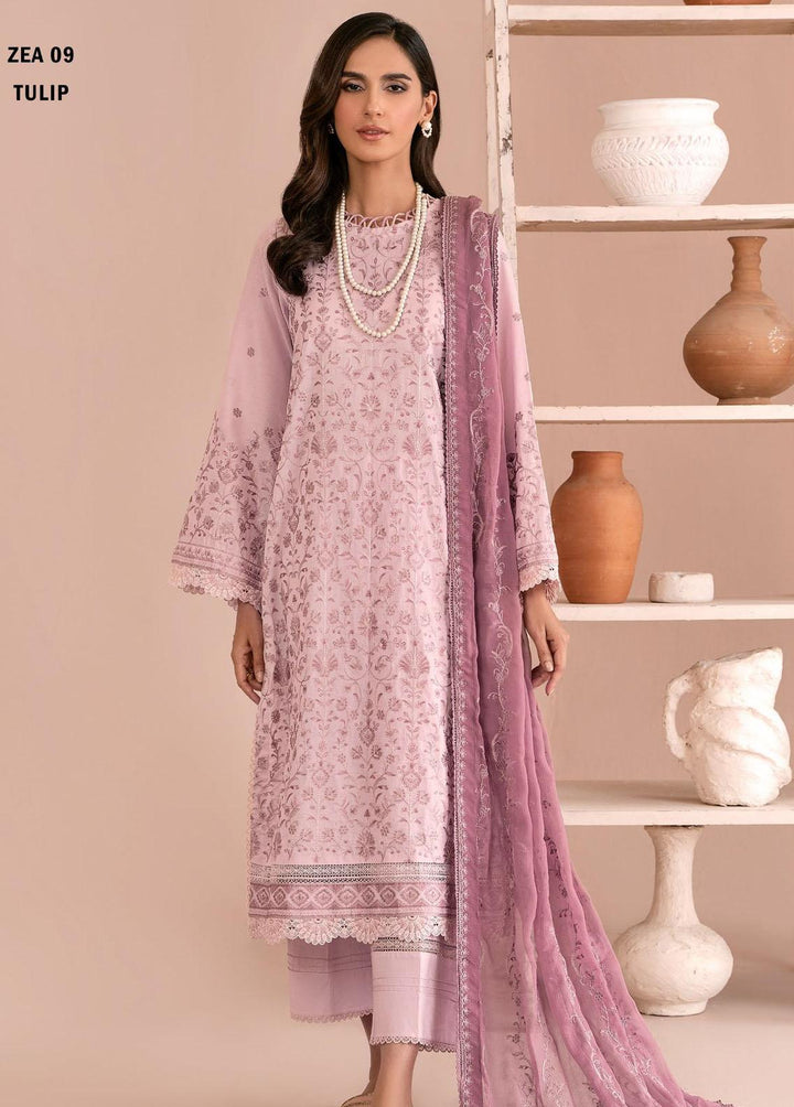 Zarif Embroidered Lawn Suits Unstitched 3 Piece ZF23EA ZEA-09 Tulip - Eid Collection