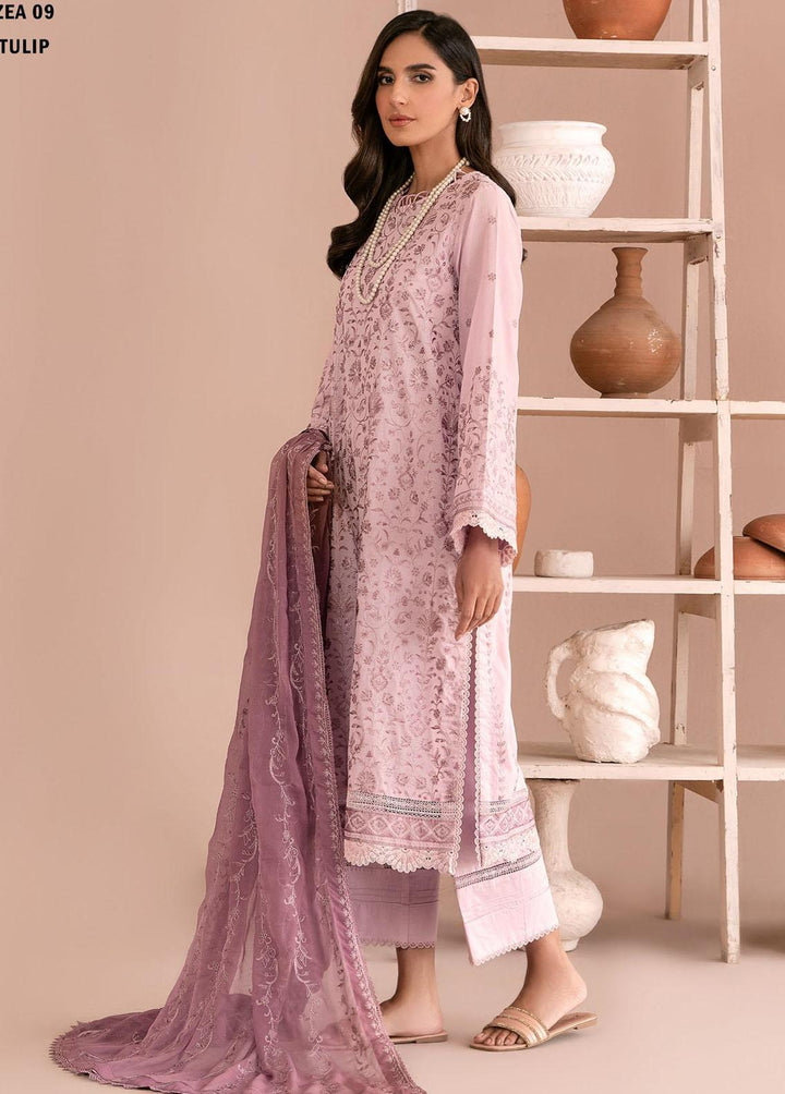 Zarif Embroidered Lawn Suits Unstitched 3 Piece ZF23EA ZEA-09 Tulip - Eid Collection