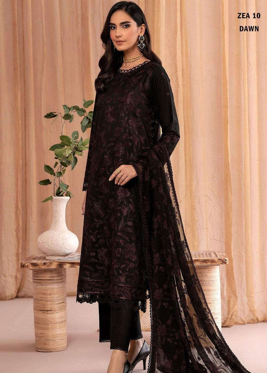 Zarif Embroidered Lawn Suits Unstitched 3 Piece ZF23EA ZEA 10 Dawn - Eid Collection