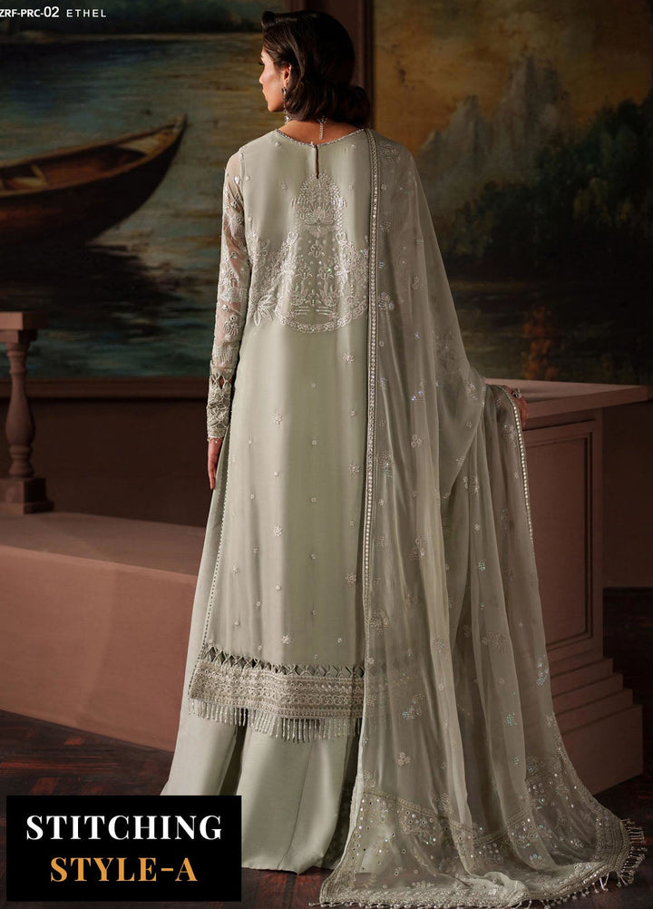 Zarif Embroidered Chiffon Suits Unstitched 3 Piece ZR25UF Prc-02 Ethel - Formals Collection