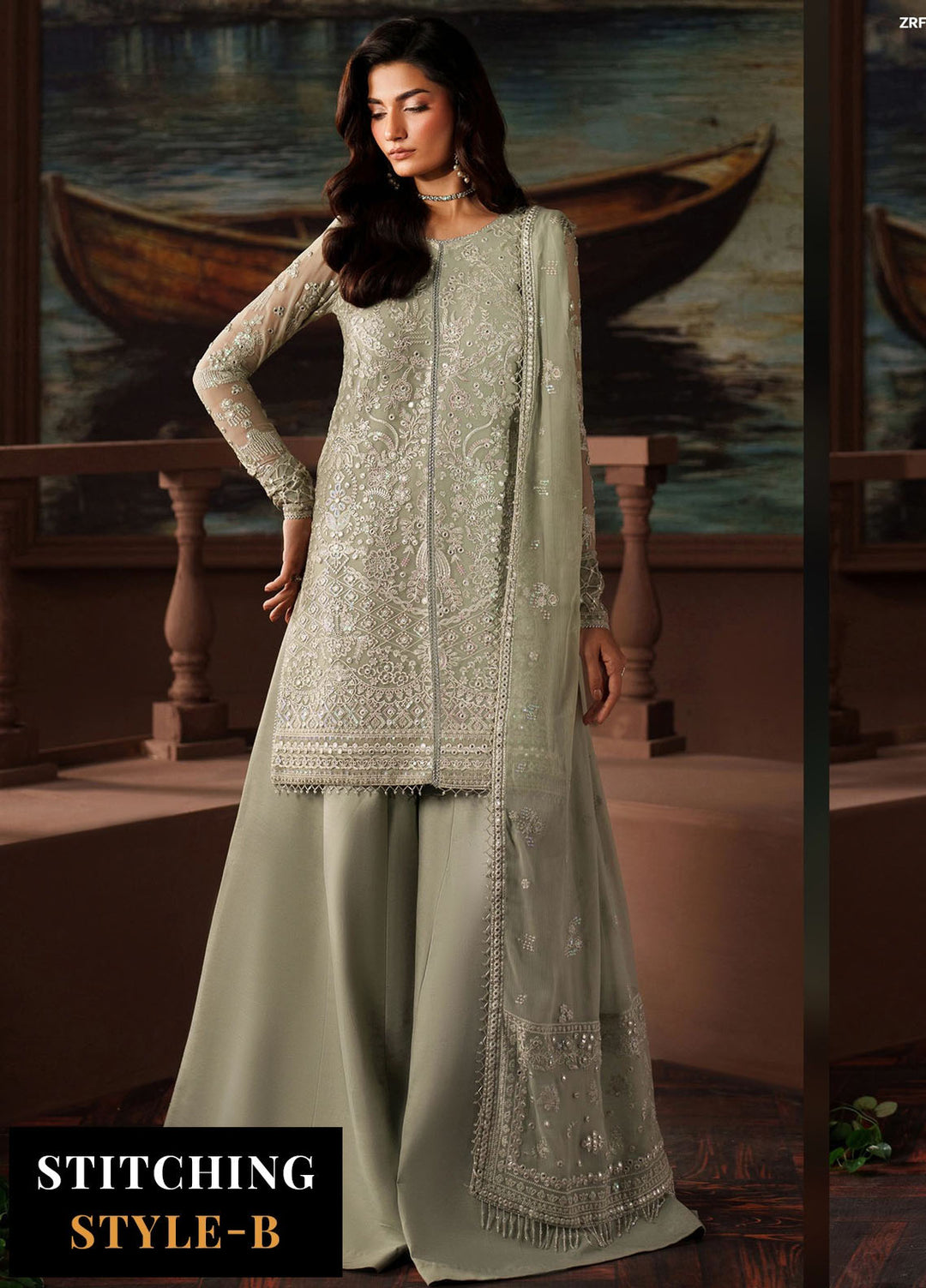 Zarif Embroidered Chiffon Suits Unstitched 3 Piece ZAF25PC Prc-02 Ethel - Formals Collection