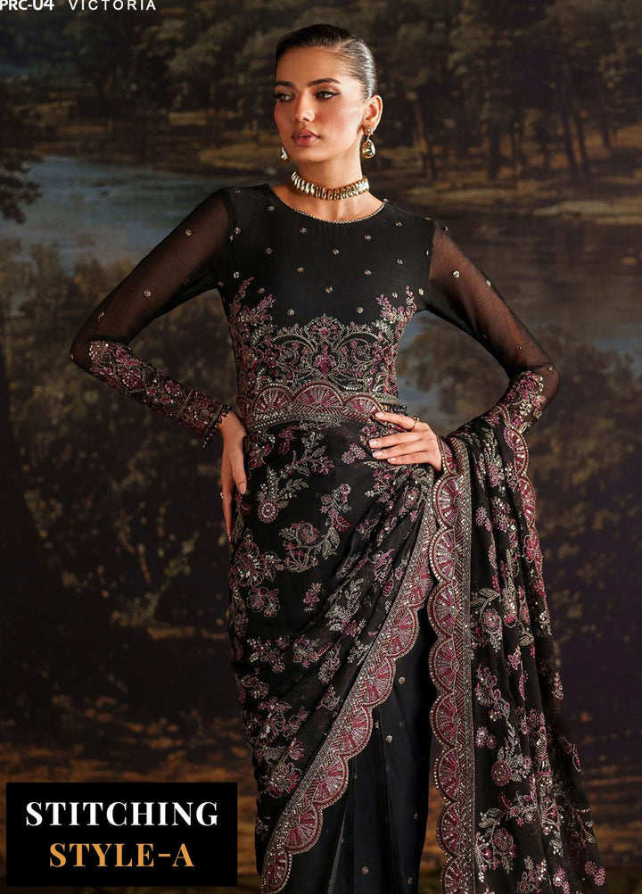 Zarif Embroidered Chiffon Suits Unstitched 3 Piece ZR25UF Prc-04 Victoria - Formals Collection