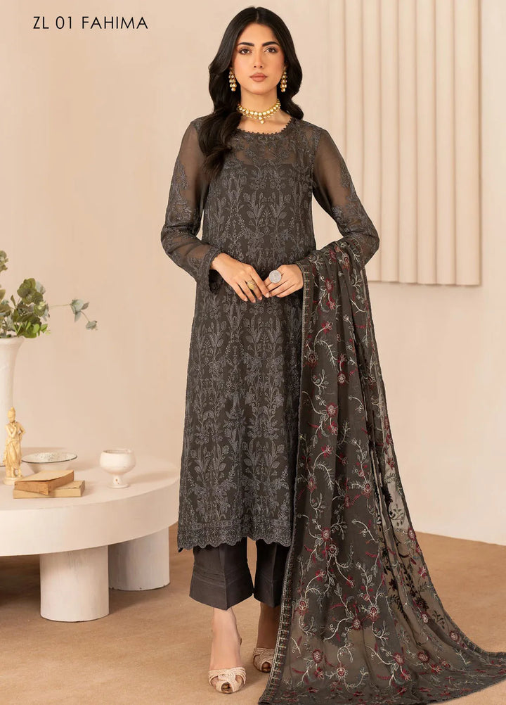Zarif Embroidered Chiffon Suits Unstitched 3 Piece ZF24TW ZL 01 Fahima - Formal Collection