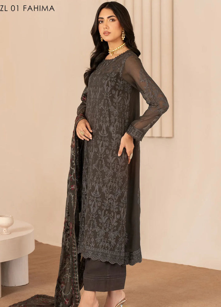 Zarif Embroidered Chiffon Suits Unstitched 3 Piece ZF24TW ZL 01 Fahima - Formal Collection