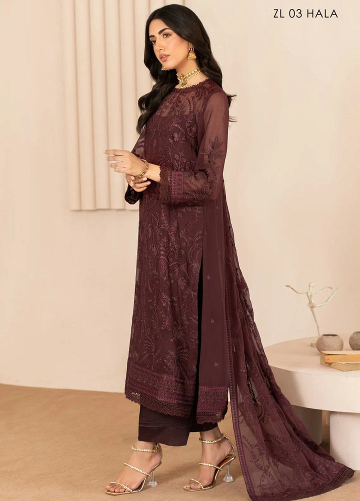 Zarif Embroidered Chiffon Suits Unstitched 3 Piece ZF24TW ZL 03 Hala - Formal Collection