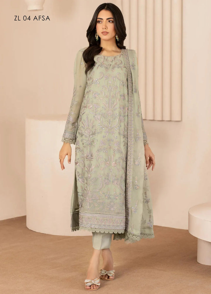 Zarif Embroidered Chiffon Suits Unstitched 3 Piece ZR25UF ZL 04 Afsa - Formal Collection