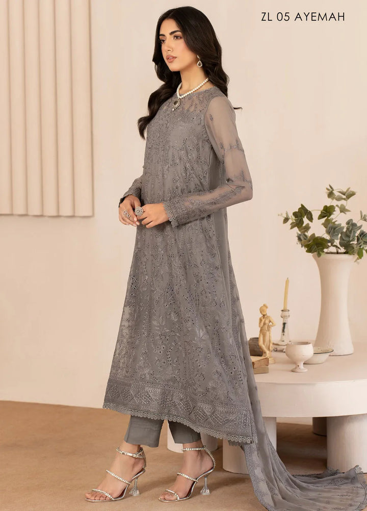 Zarif Embroidered Chiffon Suits Unstitched 3 Piece ZF24TW ZL 05 Ayemah - Formal Collection