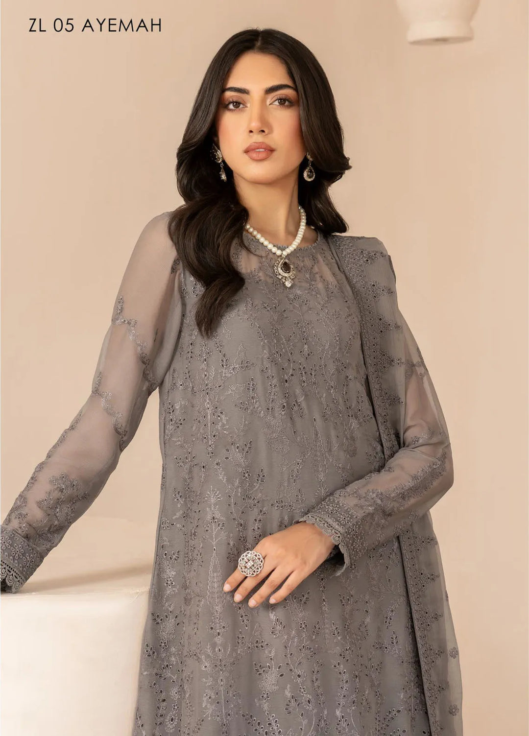 Zarif Embroidered Chiffon Suits Unstitched 3 Piece ZF24TW ZL 05 Ayemah - Formal Collection