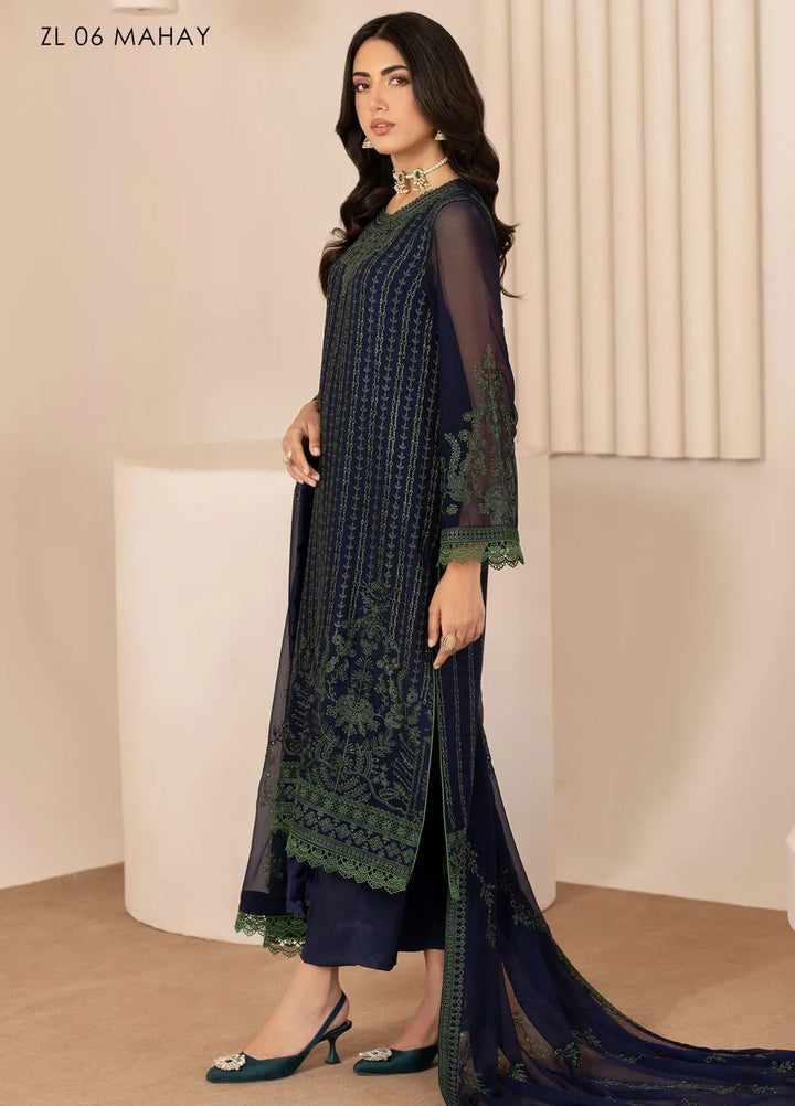 Zarif Embroidered Chiffon Suits Unstitched 3 Piece ZF24TW ZL 06 Mahay - Formal Collection