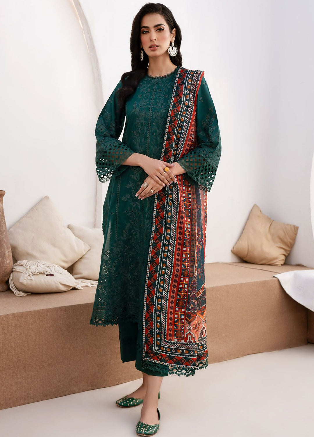 Zarif Embroidered Lawn Suit Unstitched 3 Piece ZF24E ZL 01 Maple - Eid Collection