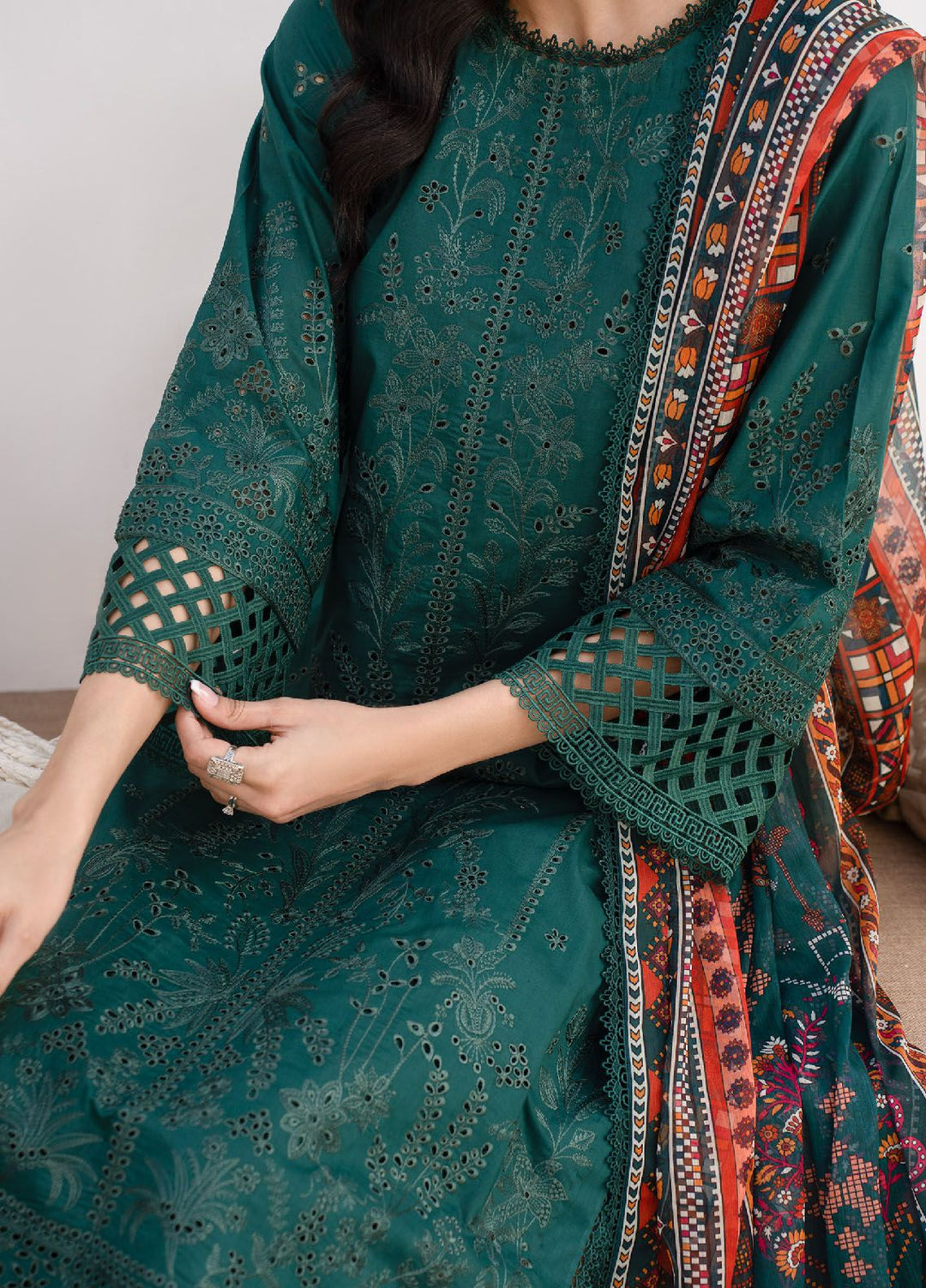 Zarif Embroidered Lawn Suit Unstitched 3 Piece ZF24E ZL 01 Maple - Eid Collection
