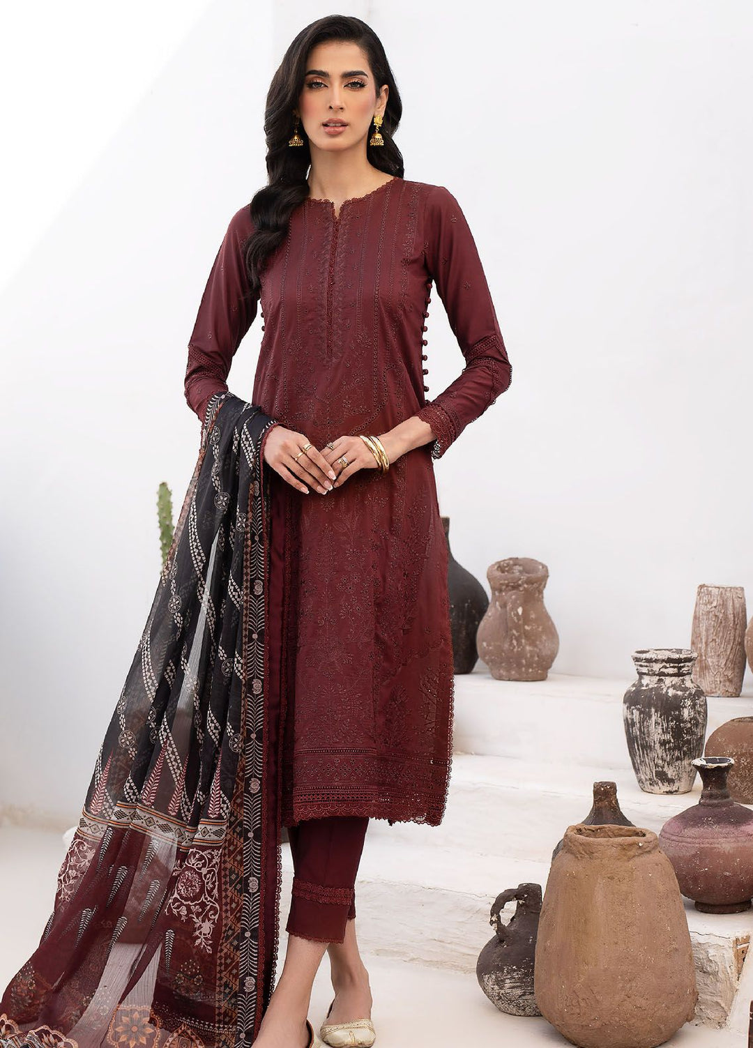 Zarif Embroidered Lawn Suit Unstitched 3 Piece ZF24E ZL 02 Elvira - Eid Collection