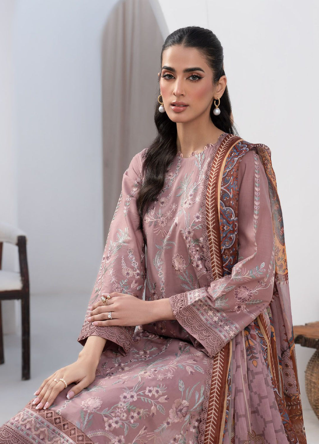 Zarif Embroidered Lawn Suit Unstitched 3 Piece ZF24E ZL 05 Florina - Eid Collection