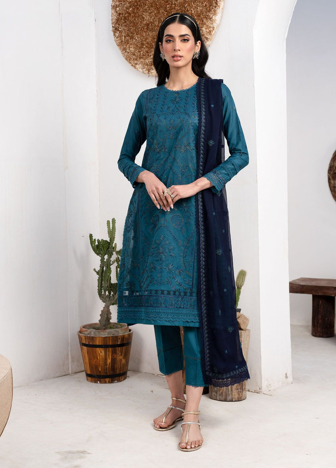 Zarif Embroidered Lawn Suit Unstitched 3 Piece ZF24E ZL 07 Marina - Eid Collection