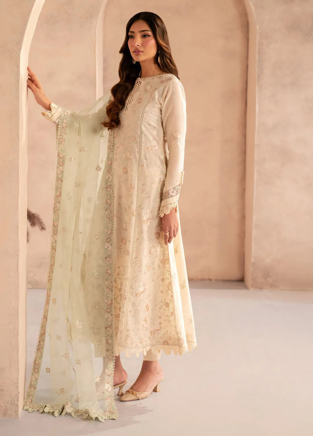 Zarif Embroidered Lawn Suit Unstitched 3 Piece ZF25LC D-01 Daheer - Summer Collection