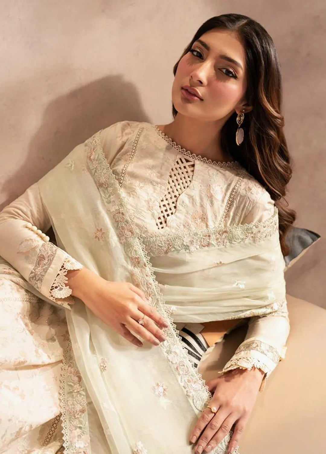 Zarif Embroidered Lawn Suit Unstitched 3 Piece ZF25LC D-01 Daheer - Summer Collection
