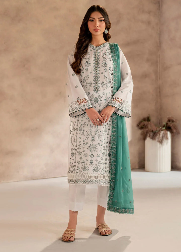 Zarif Embroidered Lawn Suit Unstitched 3 Piece ZF25LC D-05 Semil - Summer Collection