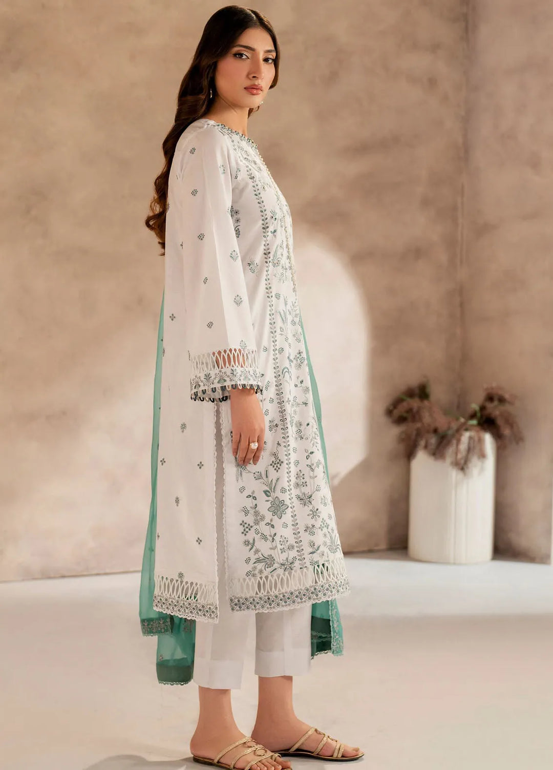 Zarif Embroidered Lawn Suit Unstitched 3 Piece ZF25LC D-05 Semil - Summer Collection